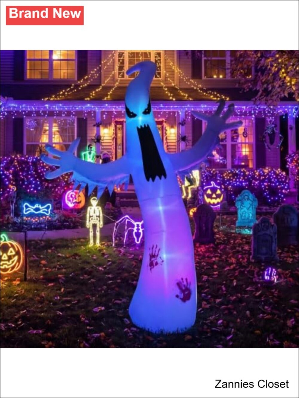 👻 12 FT Halloween Inflatable Ghost Outdoor Decoration with Colorful LEDs